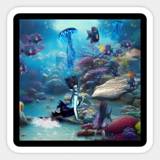 Wonderful mermaid with jellyfish Sticker